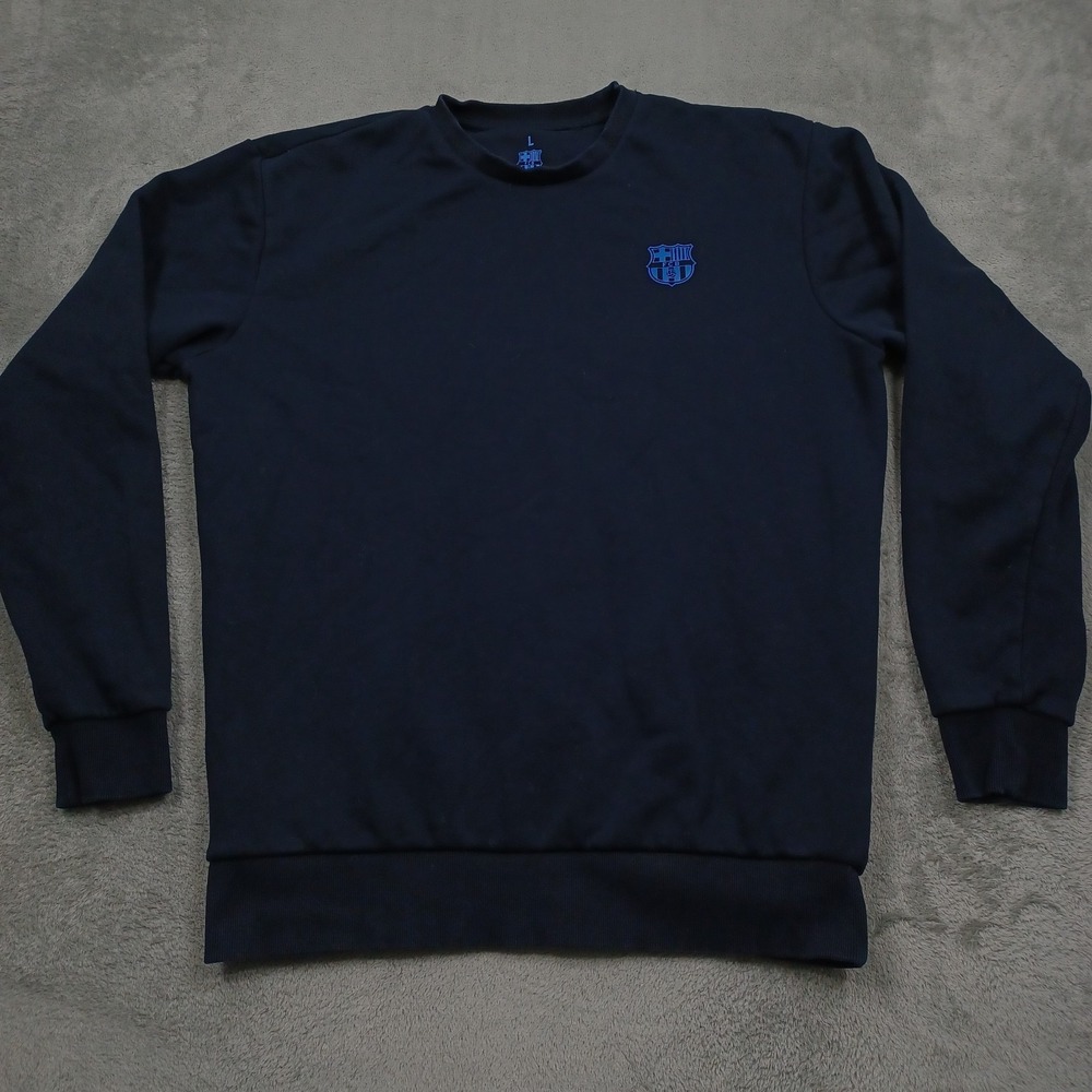 FC Barcelona Sweater Mens Large Blue Crewneck Pullover Fleece